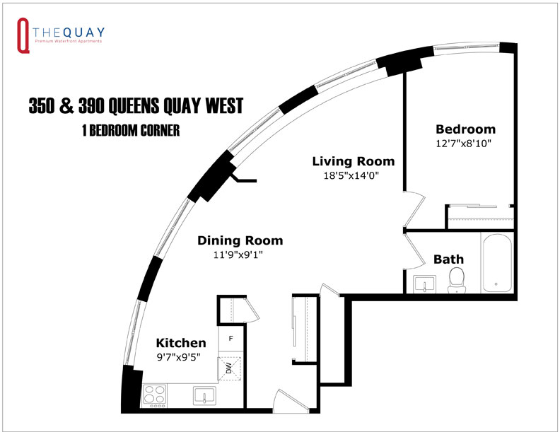 1 Bedroom Corner Floorplan