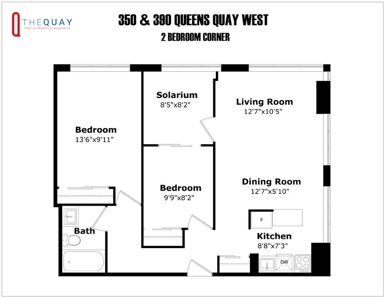 2 Bedroom Corner Floorplan